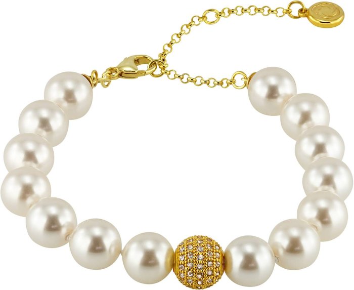 Браслет из серебра с жемчугом и куб. цирконием (Арт.5b-gk-1)