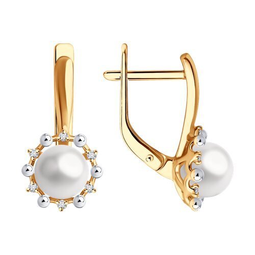Серьги из золота с бриллиантами и жемчугом (Арт.51-220-02099-1)