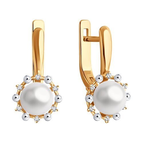 Серьги из золота с бриллиантами и жемчугом (Арт.51-220-02099-1)