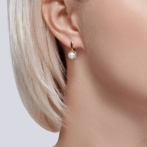 Серьги из золота с бриллиантами и жемчугом (Арт.51-220-02099-1)