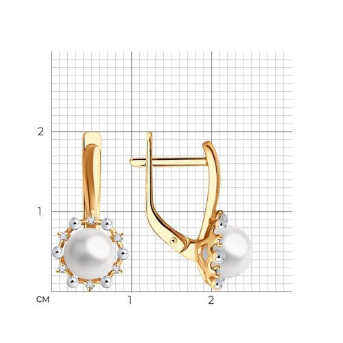 Серьги из золота с бриллиантами и жемчугом (Арт.51-220-02099-1)