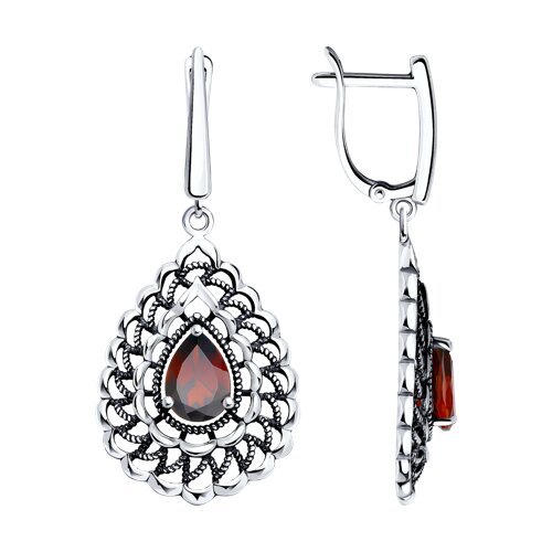Серьги из серебра с гранатами (Арт.95-321-01727-1)