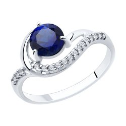 Кольцо из серебра с корундом и фианитами (Арт.94-310-00413-1)