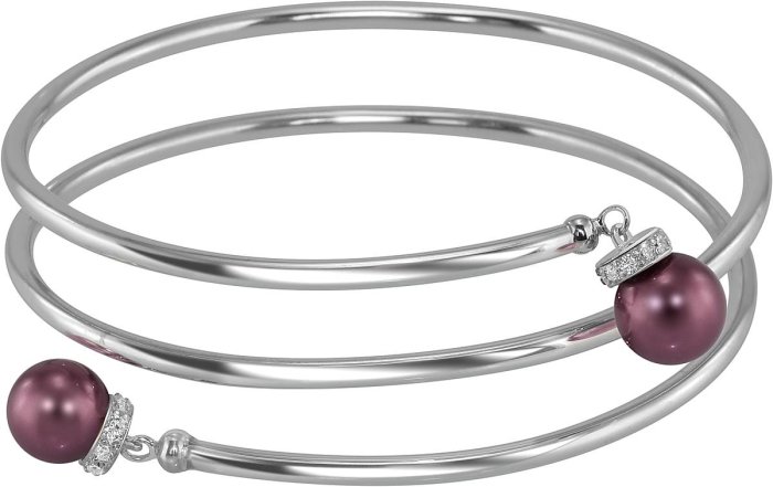 Браслет из серебра с жемчугом и куб. цирконием (Арт.abb-6-10-18-s)