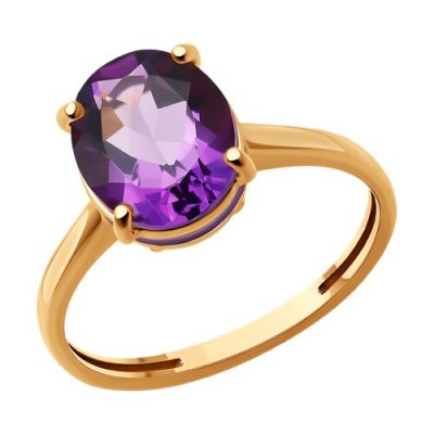 Кольцо золотое с аметистом и эмалью «Фиолетовый Свет» Соколов (арт.51-310-02463-3)