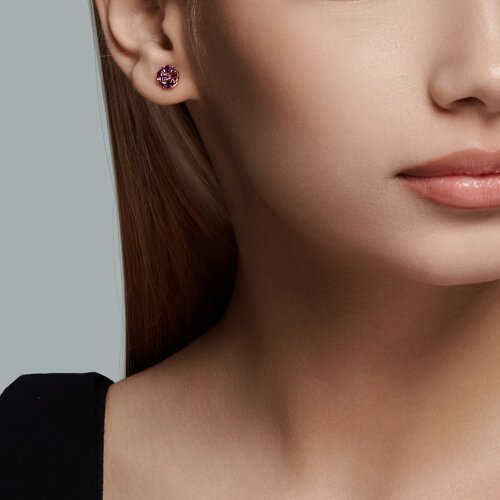 Серьги пусеты золотые пробы 585 с аметистом (Арт.51-322-02209-3)