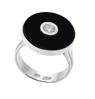 Кольцо с бриллиантом и ониксом «Черный Север» из белого золота La Nordica (арт.29-12-8042804-ГБ)