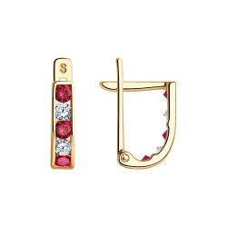 Серьги из золота с корундами и фианитами (Арт.021871)