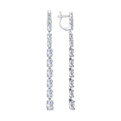 Серьги длинные из серебра с фианитами (Арт.94022461)