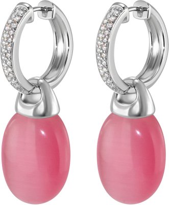 Серьги из серебра с кошачим глазом и куб. цирконием (Арт.fos-1-h-13-s)