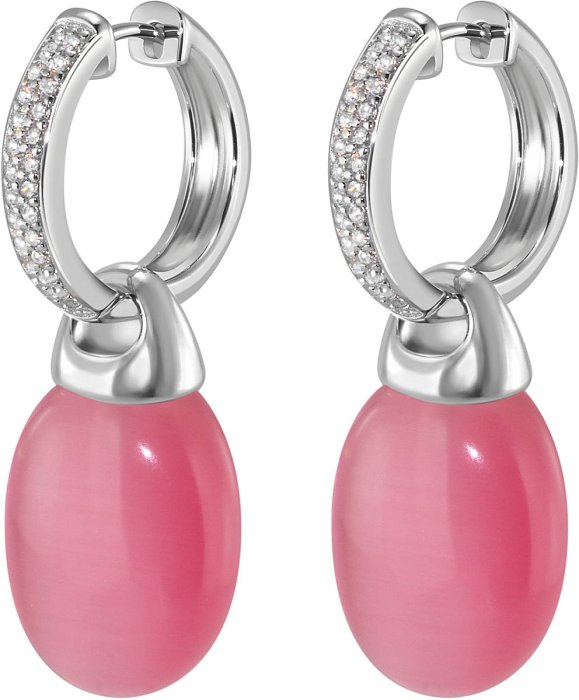 Серьги из серебра с кошачим глазом и куб. цирконием (Арт.fos-1-h-13-s)