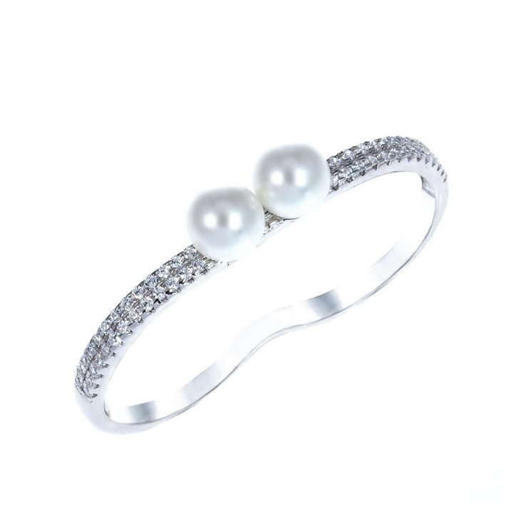Серебряное кольцо с жемчугом и фианитом TEOSA LYD00095R