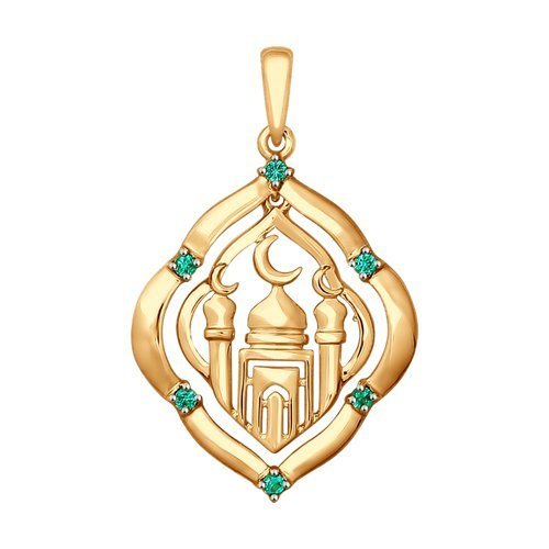 Подвеска мусульманская из золота с фианитами (Арт.035372)