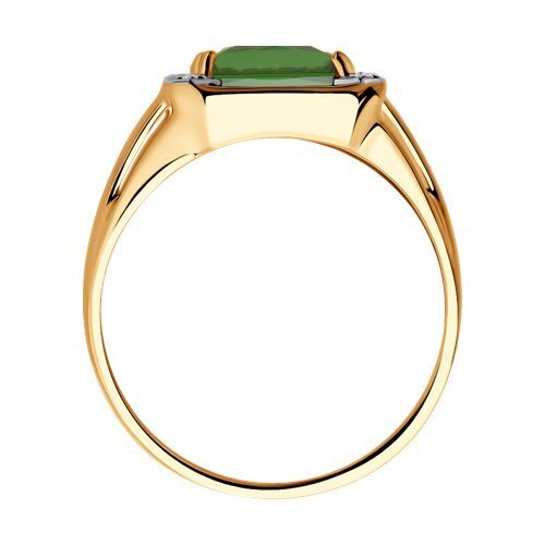 Кольцо золотое с ситаллом и фианитами «Изумрудный артефакт» SOKOLOV (арт.716616)