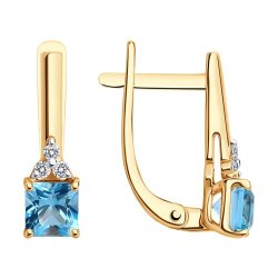 Серьги золотые пробы 585 с топазом (Арт.72-00133)