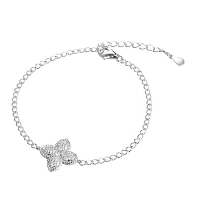 Браслет серебряный с фианитами «Lace Blossom» Fresh Jewelry (арт.CZ-B03993-X-W-X-X-W)