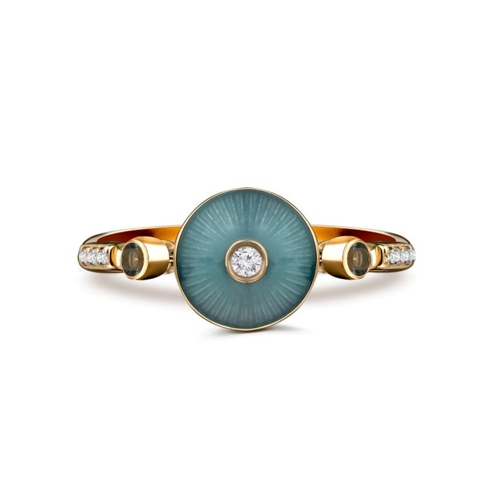 Кольцо из золота с бриллиантом и топазом Русские Самоцветы (Арт.95637)