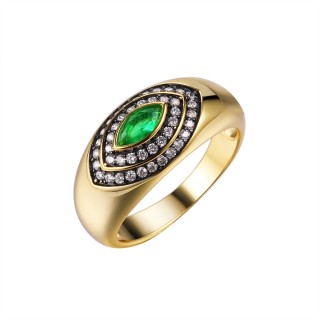 Кольцо серебряное с ситаллом и фианитами «Matrix Glow» Fresh Jewelry (арт.CZ-R03500-X-LB-EG-X-W)