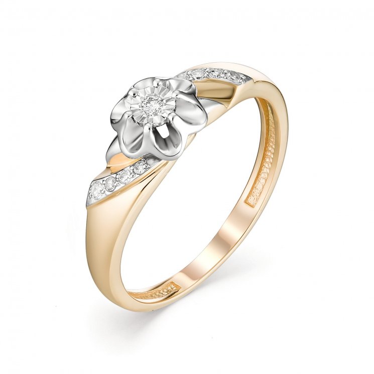 Золотое кольцо с бриллиантом Алькор КЮЗ (Золото) 13106-100
