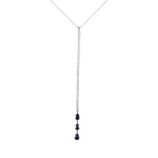Ожерелье из белого золота с бриллиантом и сапфиром (Арт.an1382bs14k_kl_sa_wg)