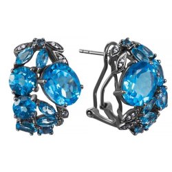 Серьги из золота с бриллиантом и топазом (Арт.e19036c_sr_bt_blk)