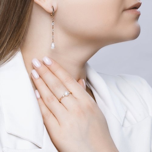 Серьги золотые пробы 585 с жемчугом (Арт.792072)