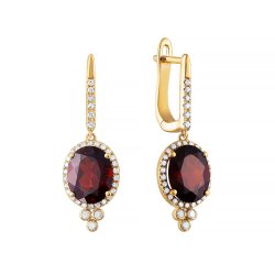 Серьги из золота с бриллиантом и гранатом (Арт.e32573_sr_gr_yg)