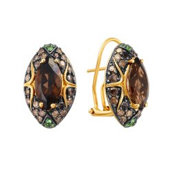 Серьги из золота с бриллиантом и раухтопазом (Арт.e8903k-3_sr_dn_sq_tv_yg) Серьги из золота с бриллиантом и раухтопазом (Арт.e8903k-3_sr_dn_sq_tv_yg)