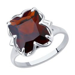 Кольцо из серебра с красным ситаллом (Арт.92011234)