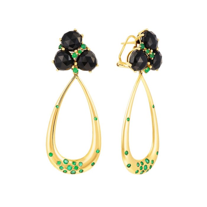 Серьги из золота с изумрудом и ониксом (Арт.me32543-em-bkox-yg_em_ox_yg)
