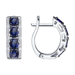 Серьги из белого золота с бриллиантами и сапфирами (Арт.2020870)