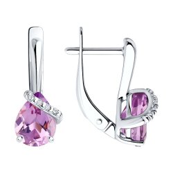 Серьги из серебра с аметистами и фианитами (Арт.92022963)