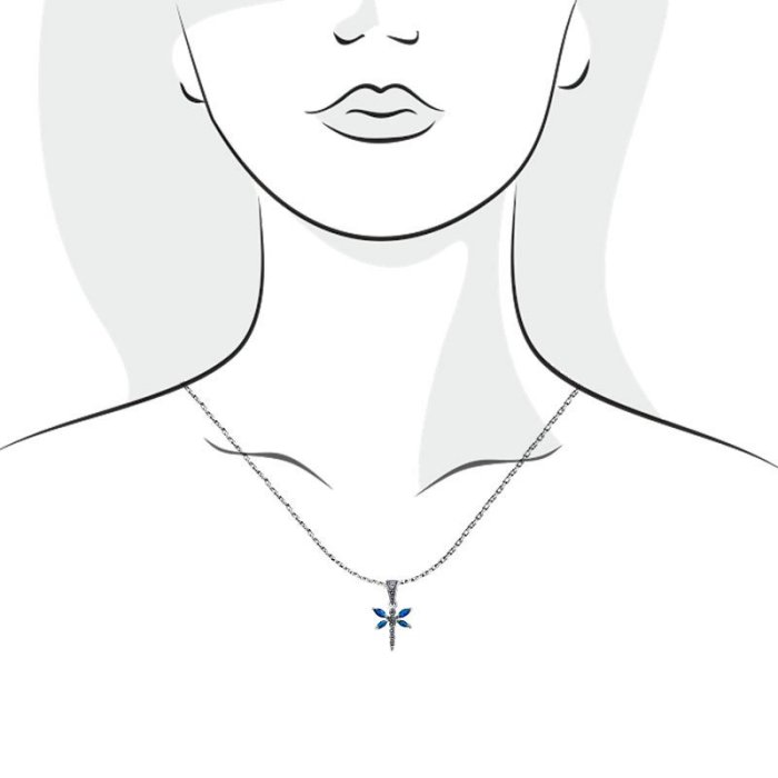 Серебряный кулон с кубическим цирконием и марказитами «Стрекоза мечты» (арт. 230016c-39-257_kubcirkonii_markazit)