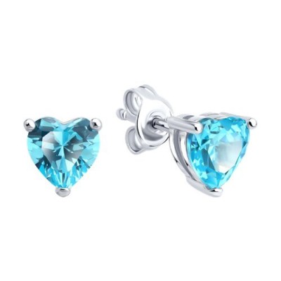 Серьги из серебра с фианитом «Небесное Сердце» Соколов (арт.9402)