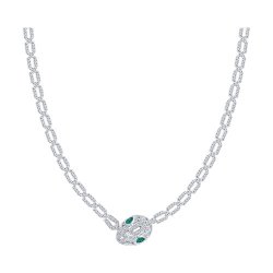 Колье из белого золота с бриллиантами и изумрудами (Арт.3070044-3)