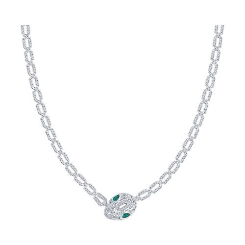 Колье из белого золота с бриллиантами и изумрудами (Арт.3070044-3)
