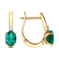Серьги из золота с бриллиантами и изумрудами (Арт.3020586)