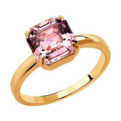 Кольцо из золочёного серебра с кристаллом (Арт.93010834)