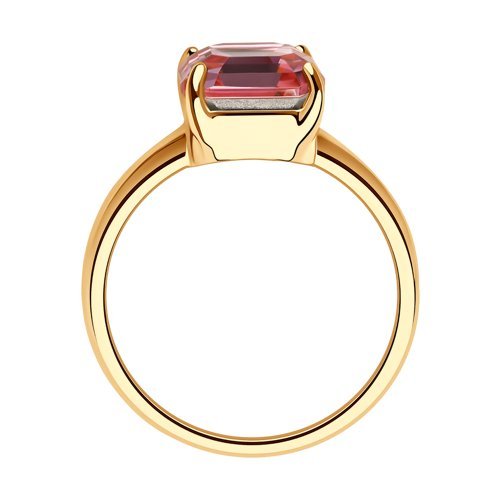 Кольцо из золочёного серебра с кристаллом (Арт.93010834)