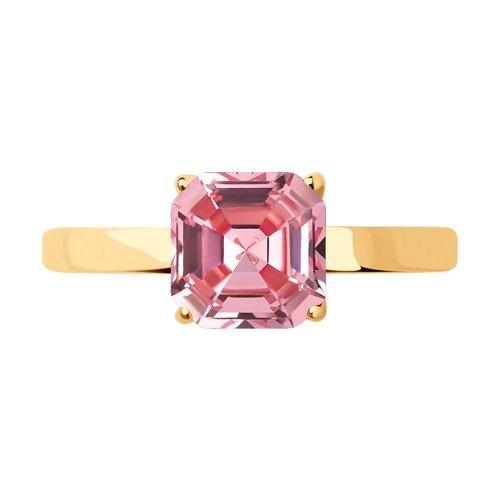 Кольцо из золочёного серебра с кристаллом (Арт.93010834)