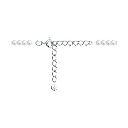 Колье из серебра с топазом и синтетическим жемчугом (Арт.94071071)