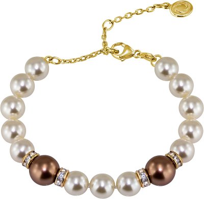 Браслет из серебра с жемчугом и куб. цирконием (Арт.102b-gr5-3-9)