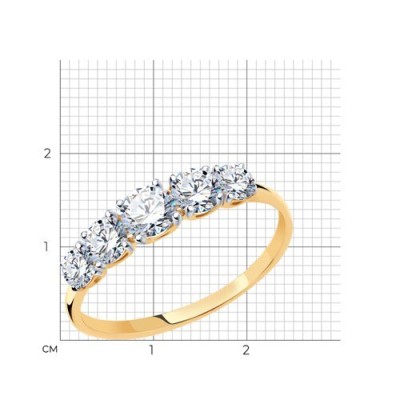 Кольцо из золота с фианитами «Пять Огней» Соколов (арт.3108)