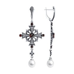 Серьги из серебра с миксом камней (Арт.95-321-02037-1)