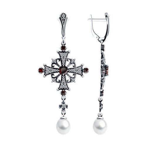 Серьги из серебра с миксом камней (Арт.95-321-02037-1)