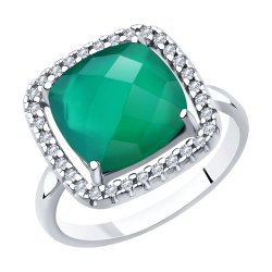 Кольцо из серебра с агатом и фианитами (Арт.94-310-00433-1)