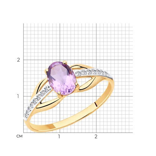 Кольцо золотое пробы 585 с аметистом (Арт.51-310-00256-4)