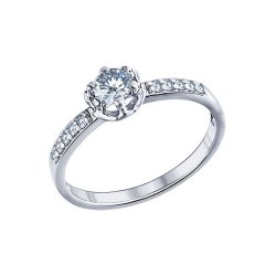 Помолвочное кольцо из серебра с фианитами (Арт.94011264)
