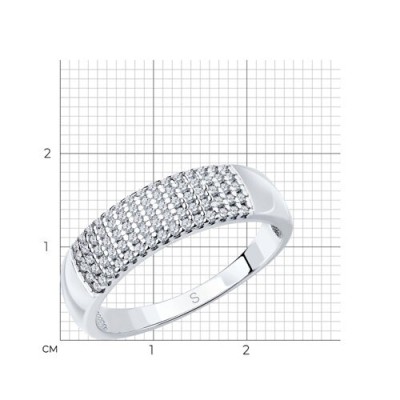 Кольцо из серебра с фианитами «Сияние линий» Соколов (арт.94011537)