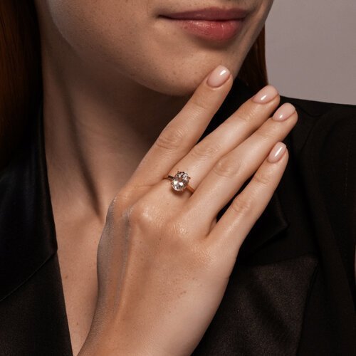 Кольцо золотое пробы 585 с горным хрусталем (Арт.51-310-02463-4)